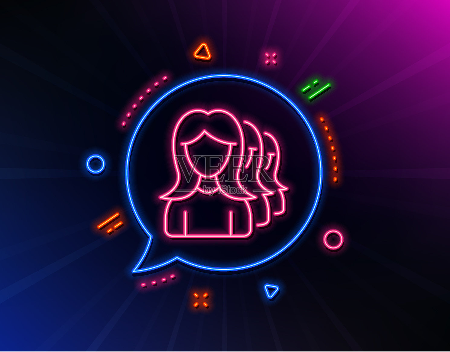 集团女性线条图标团队合作标志插画图片素材