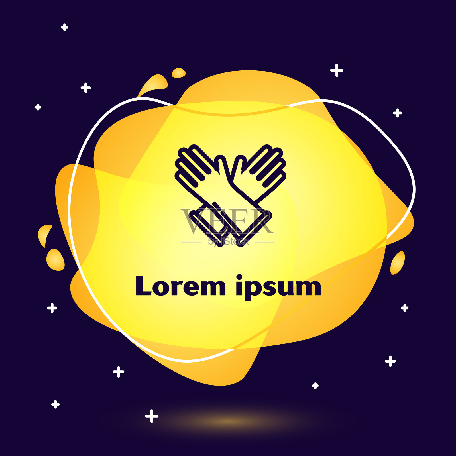 黑线橡胶手套图标隔离在蓝色插画图片素材