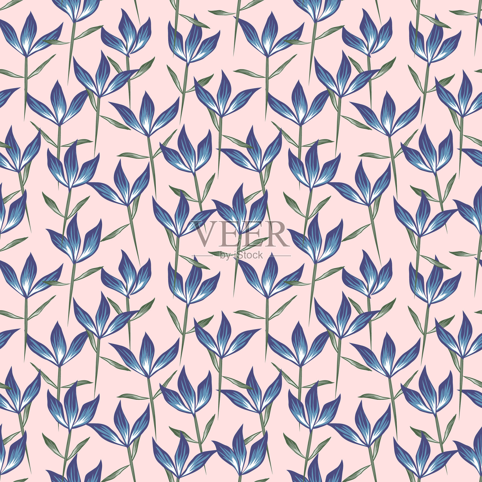 五彩缤纷的热带花卉无缝图案插画图片素材