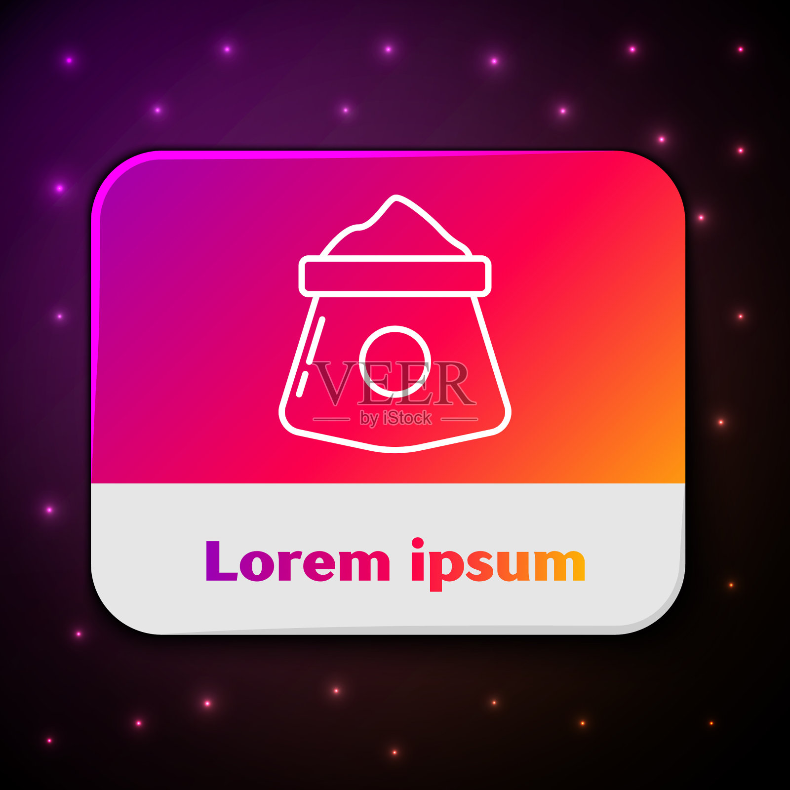 白色线袋面粉图标孤立在黑色图标素材