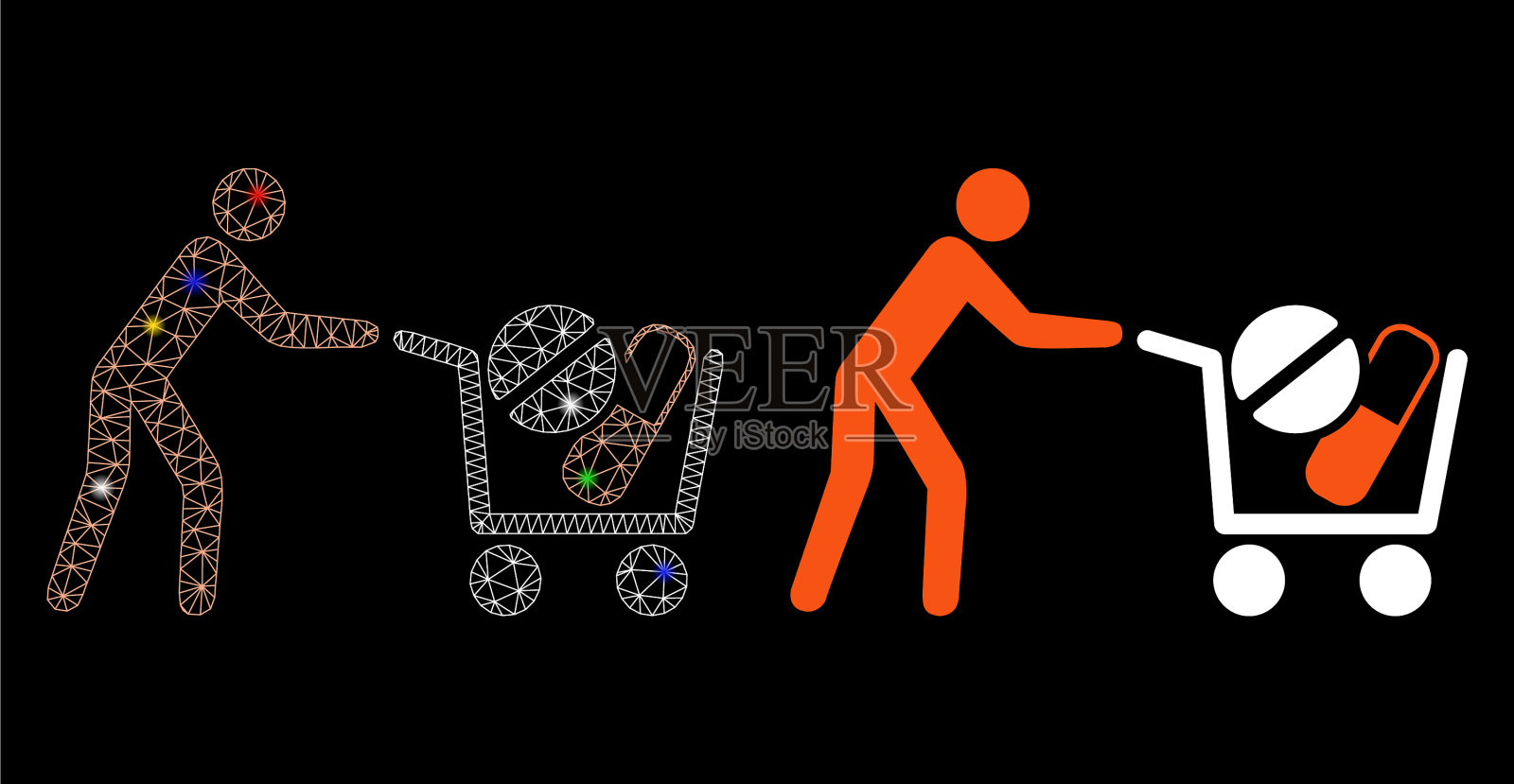 耀斑网网药品购物车图标用插画图片素材