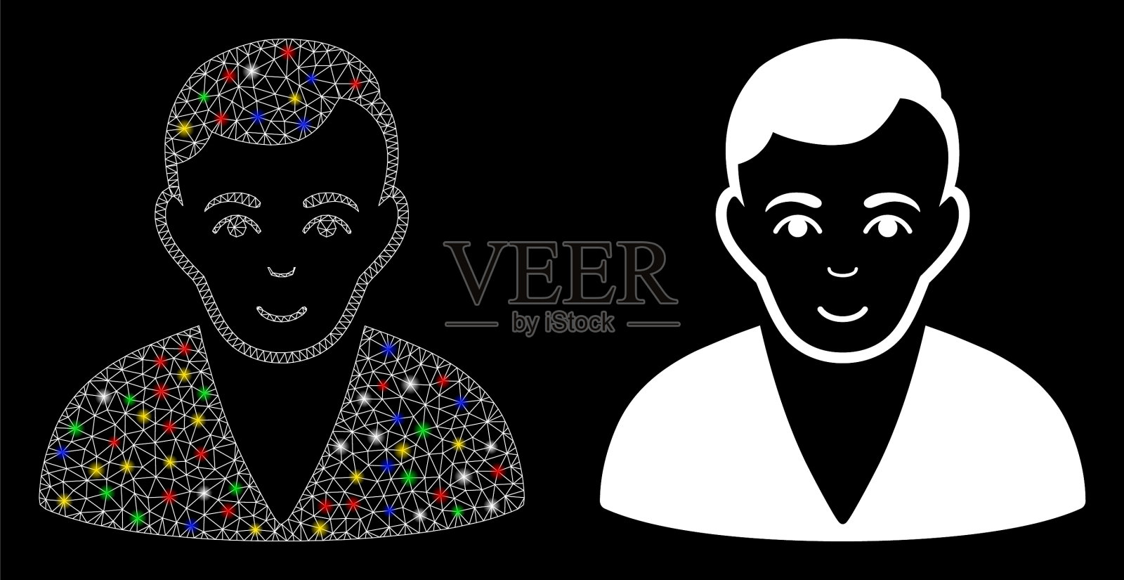 光滑的网格2d男子图标与亮点插画图片素材