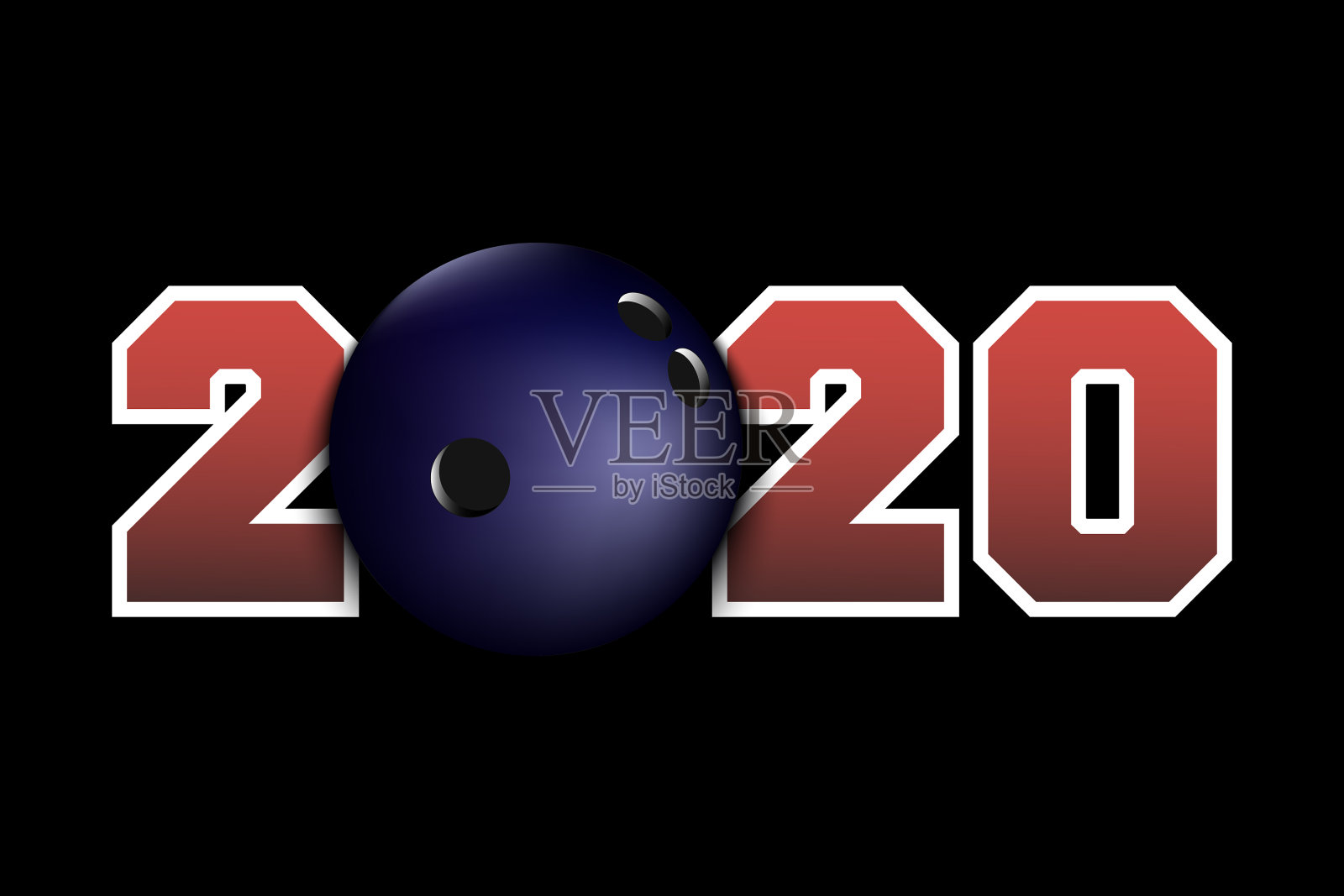 新年数字2020和保龄球插画图片素材