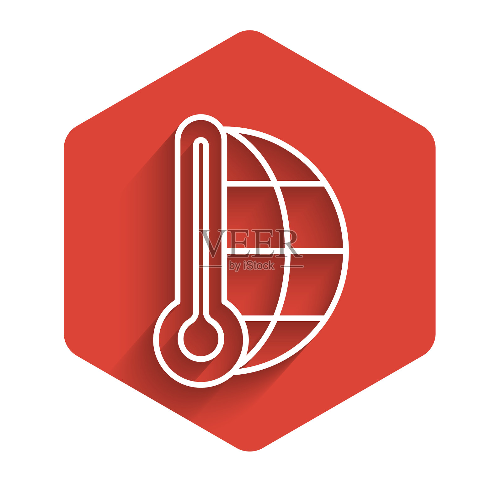 测量热量的白线气象学温度计图标素材