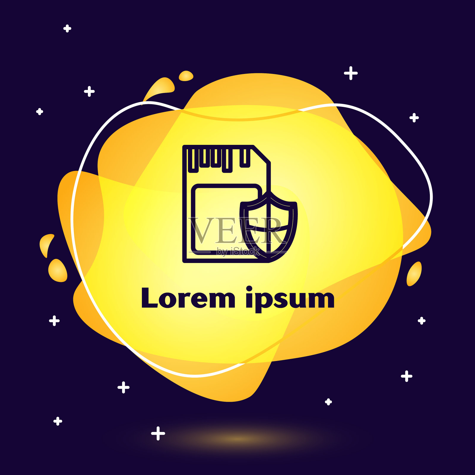 sd卡和屏蔽图标的黑线隔离开插画图片素材