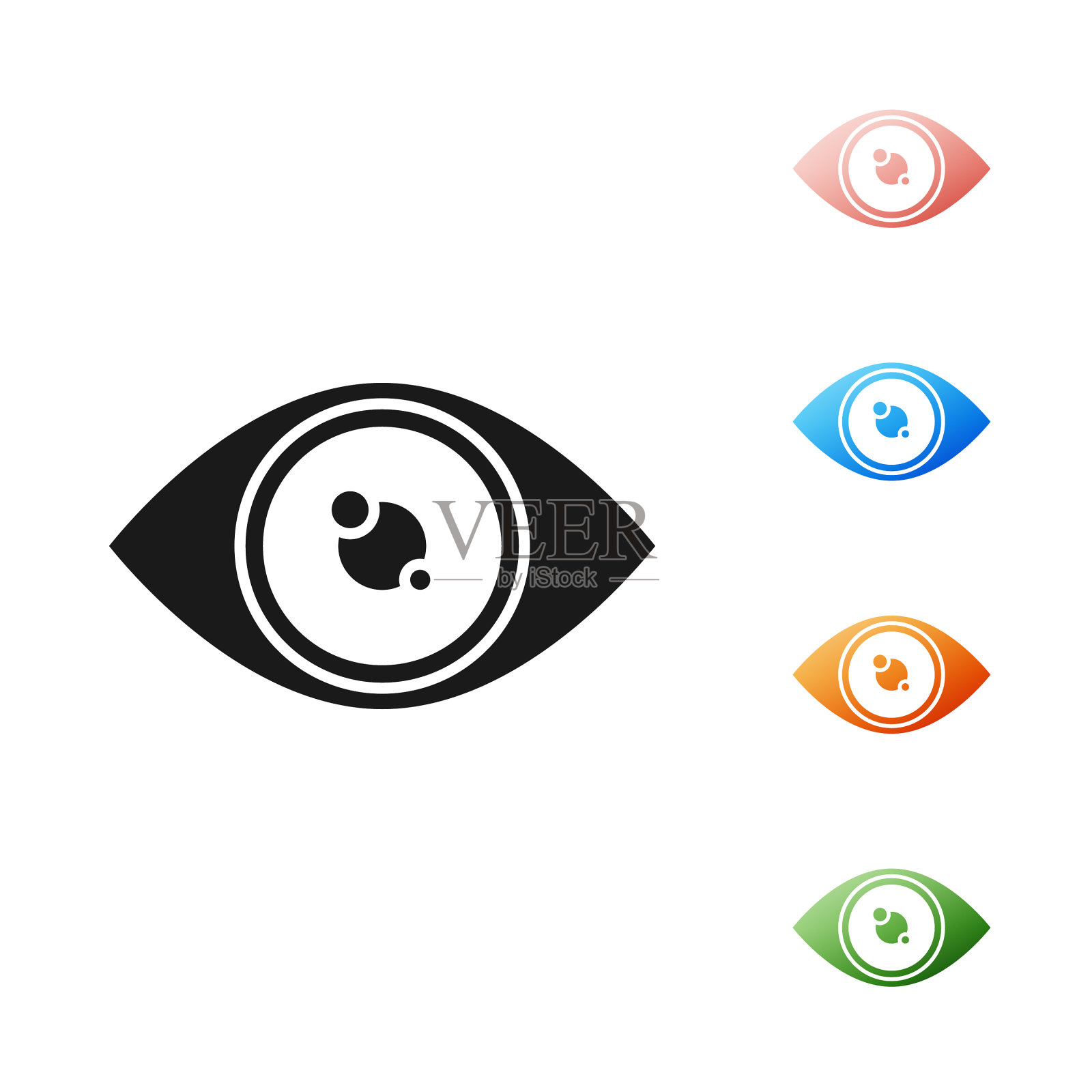 黑眼睛图标孤立在白色背景设置图标素材