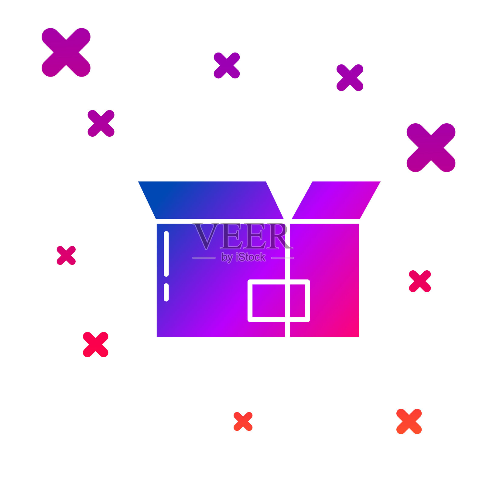 彩色纸盒纸箱图标隔离在白色图标素材