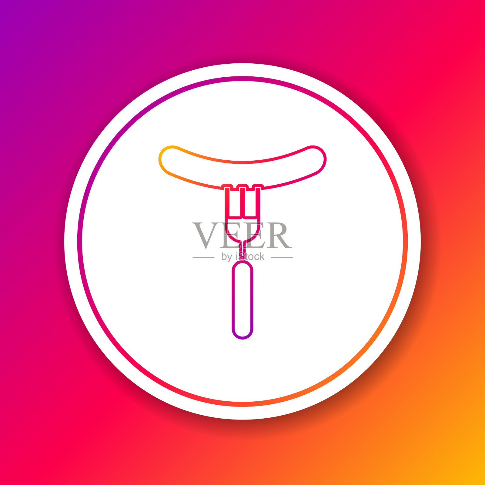 颜色线上香肠叉图标隔离上插画图片素材