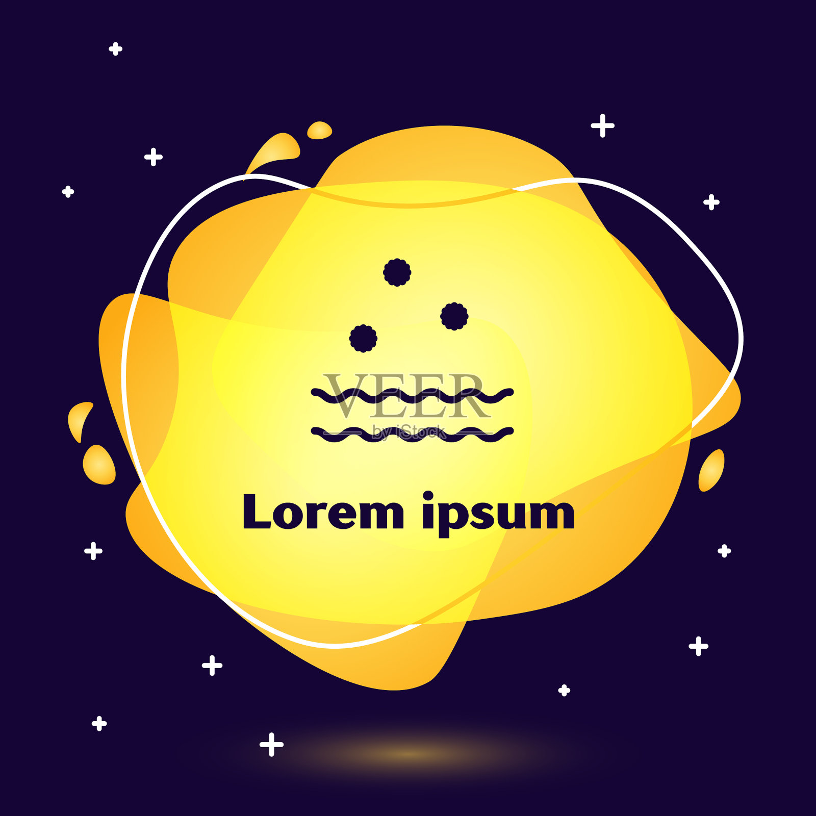 黑色线冷和波浪图标孤立在蓝色插画图片素材