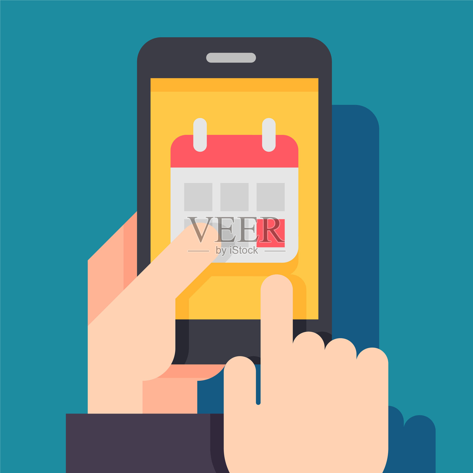 智能手机屏幕上的日历图标插画图片素材