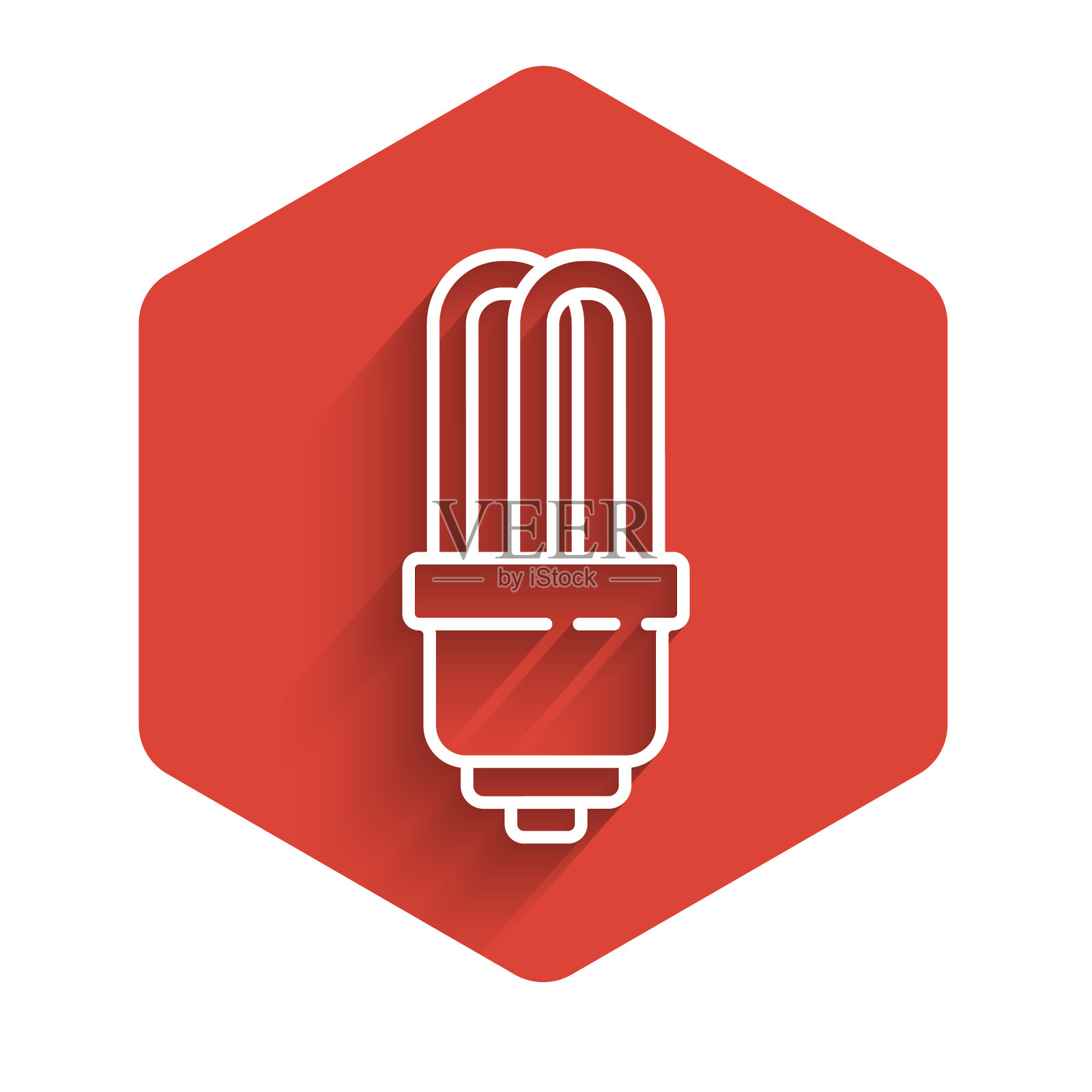 白色线led灯泡图标隔离与长插画图片素材