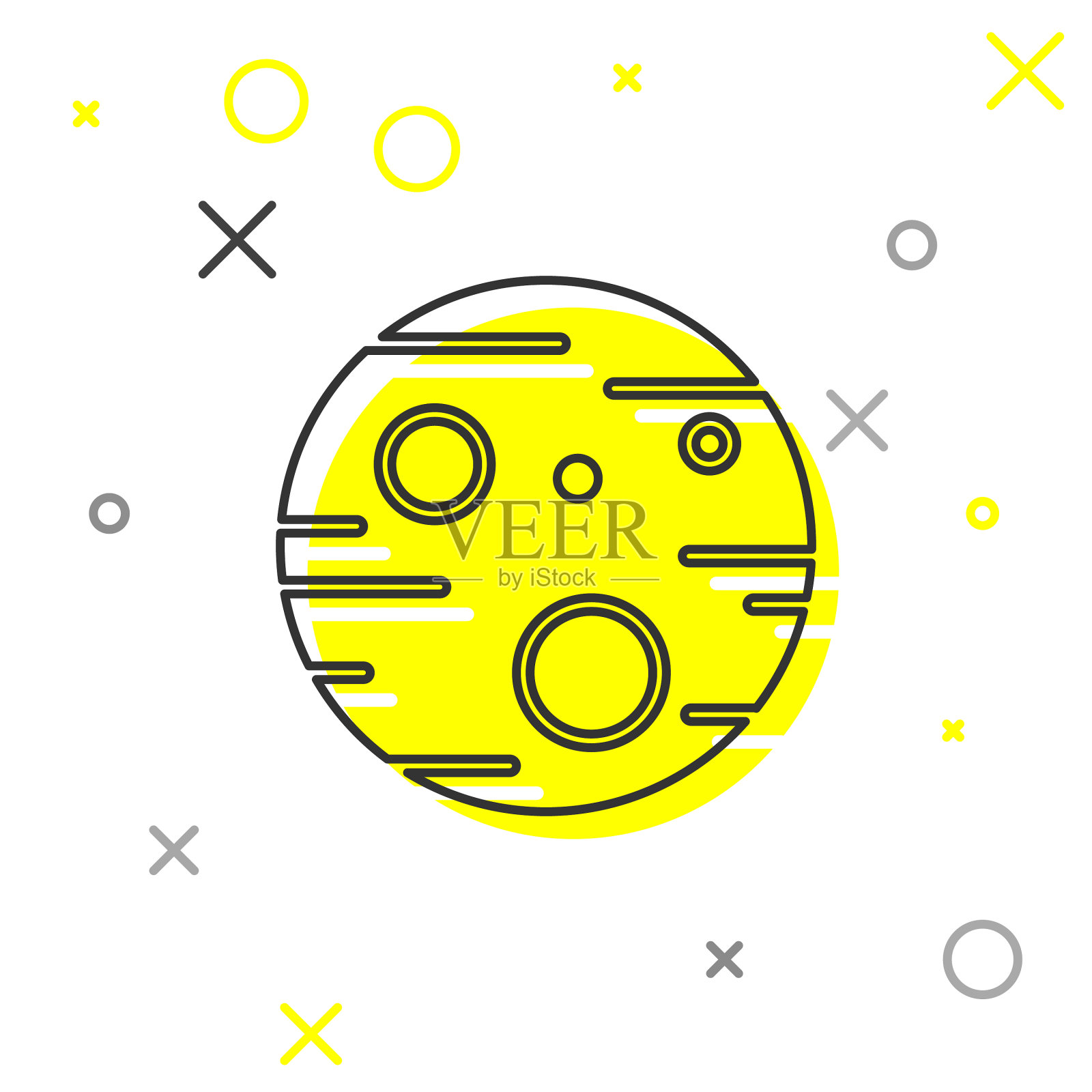 灰线行星火星图标孤立在白色插画图片素材