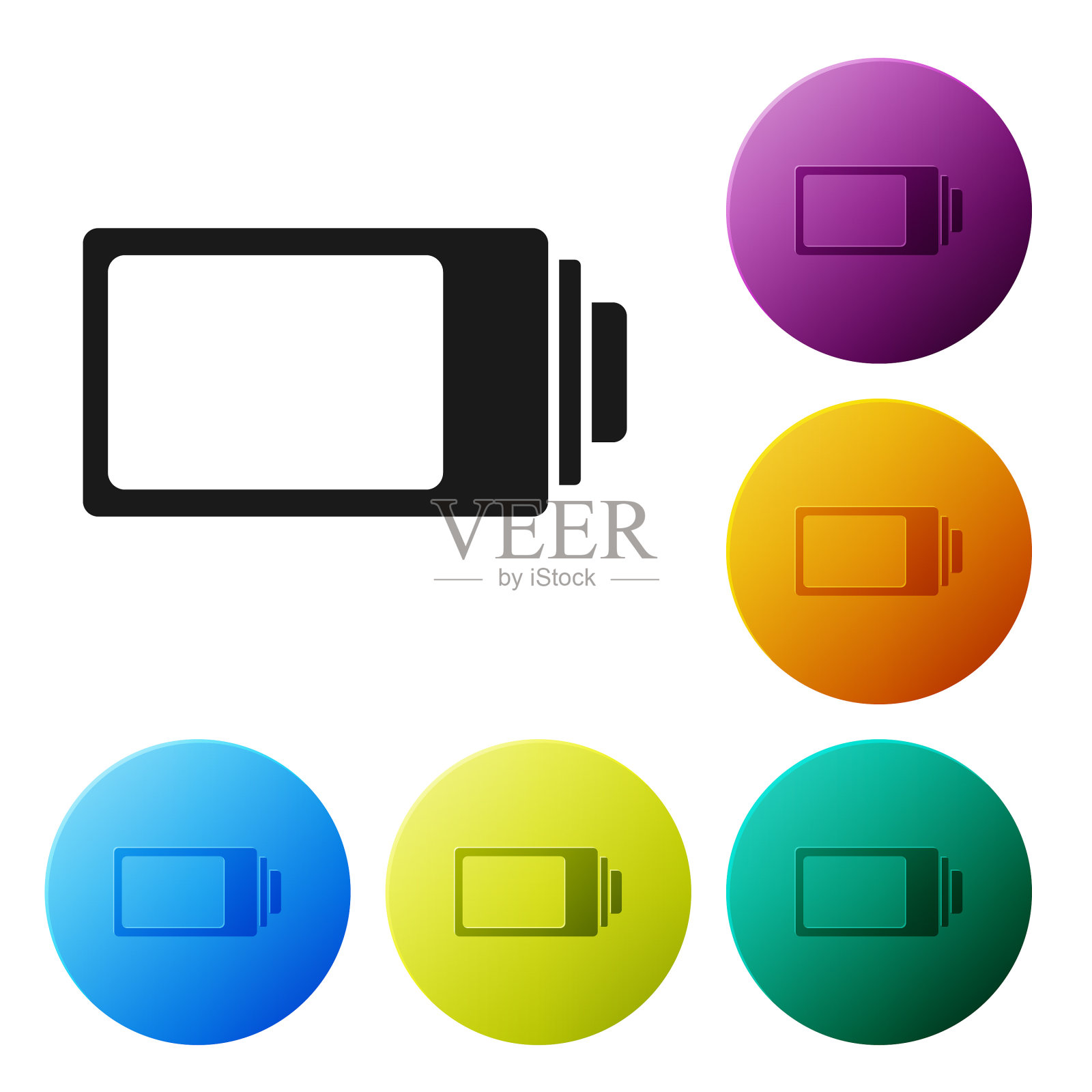 黑色电池充电水平指示灯图标隔离图标素材