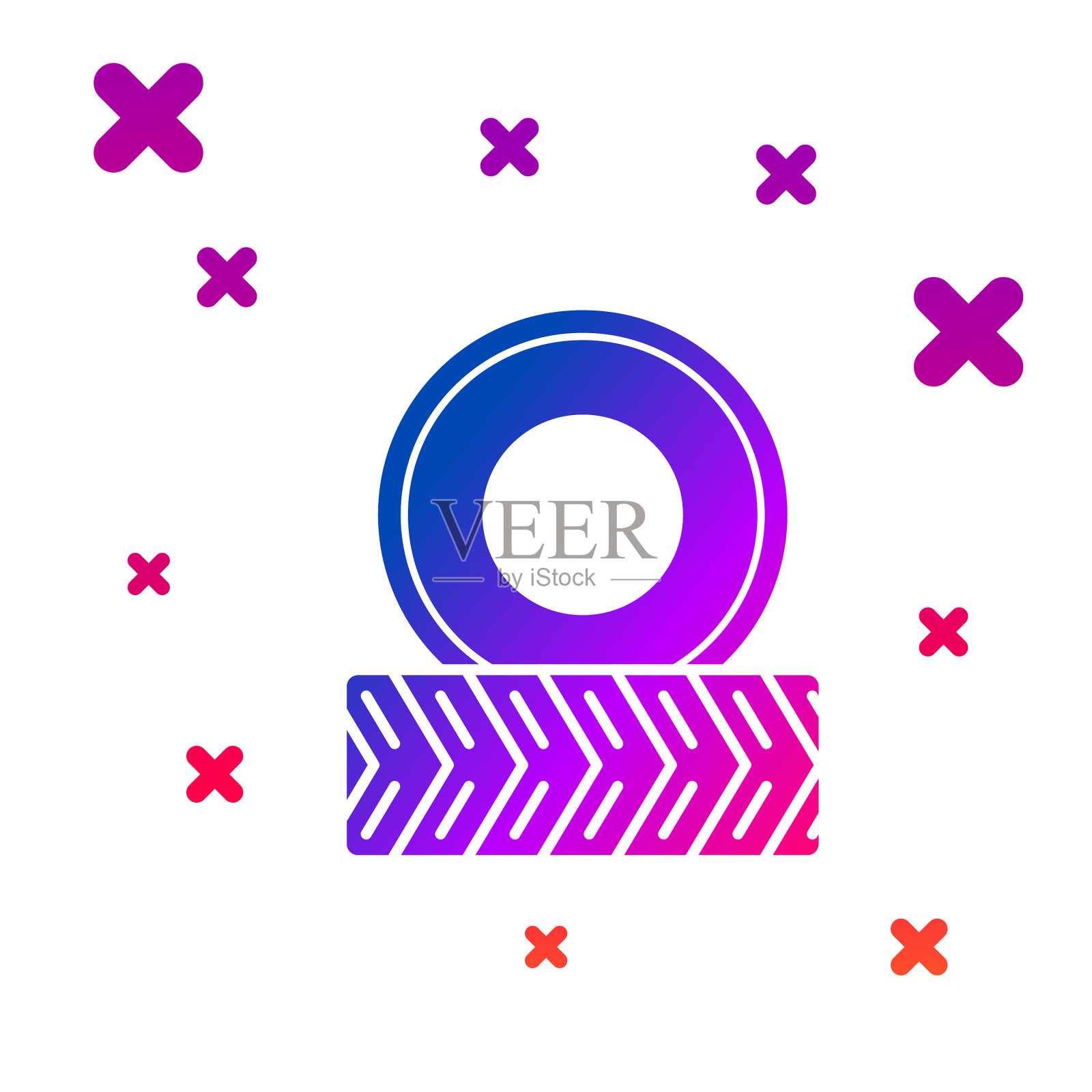 彩色汽车车轮图标孤立的白色背景图标素材