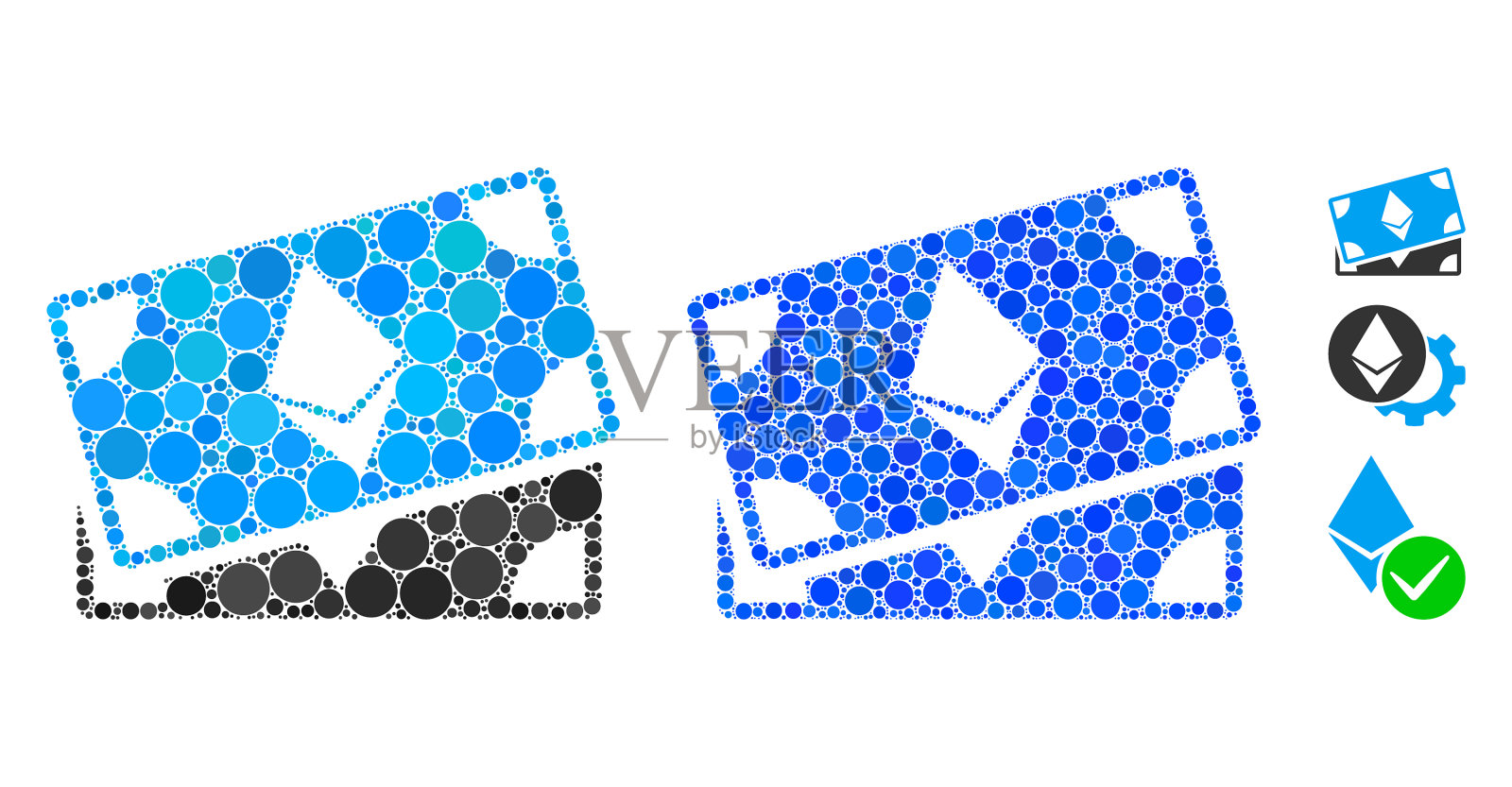 以太坊钞票马赛克图标圈插画图片素材