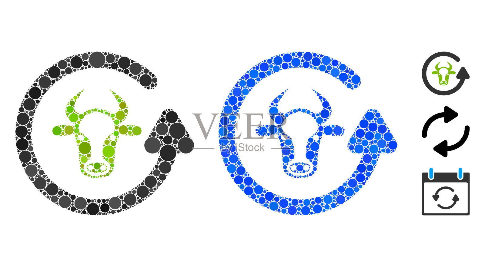 刷新公牛马赛克图标圆圈插画图片素材