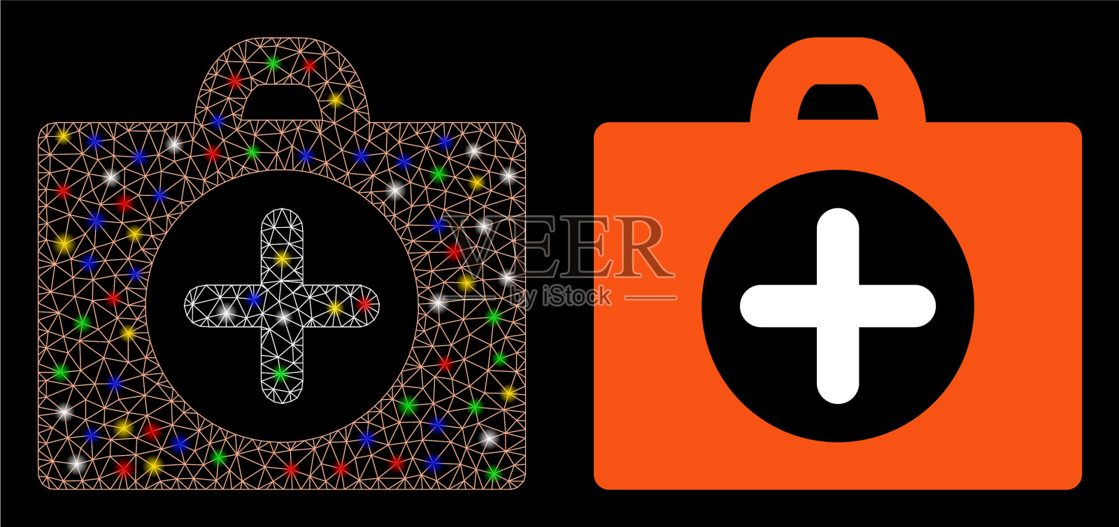 有闪光点的光滑网格2d急救图标图标素材