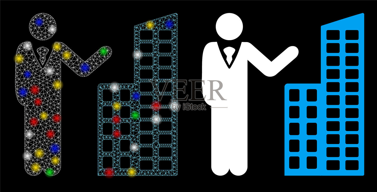 发光的网格2d办公室演示图标插画图片素材