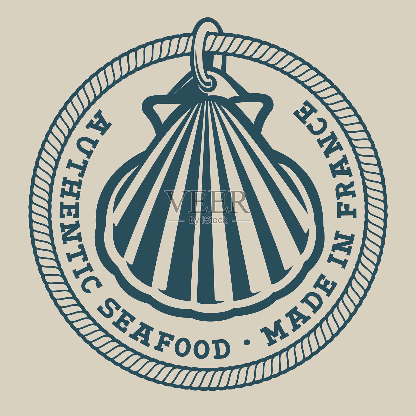 复古风格的海贝插画图片素材