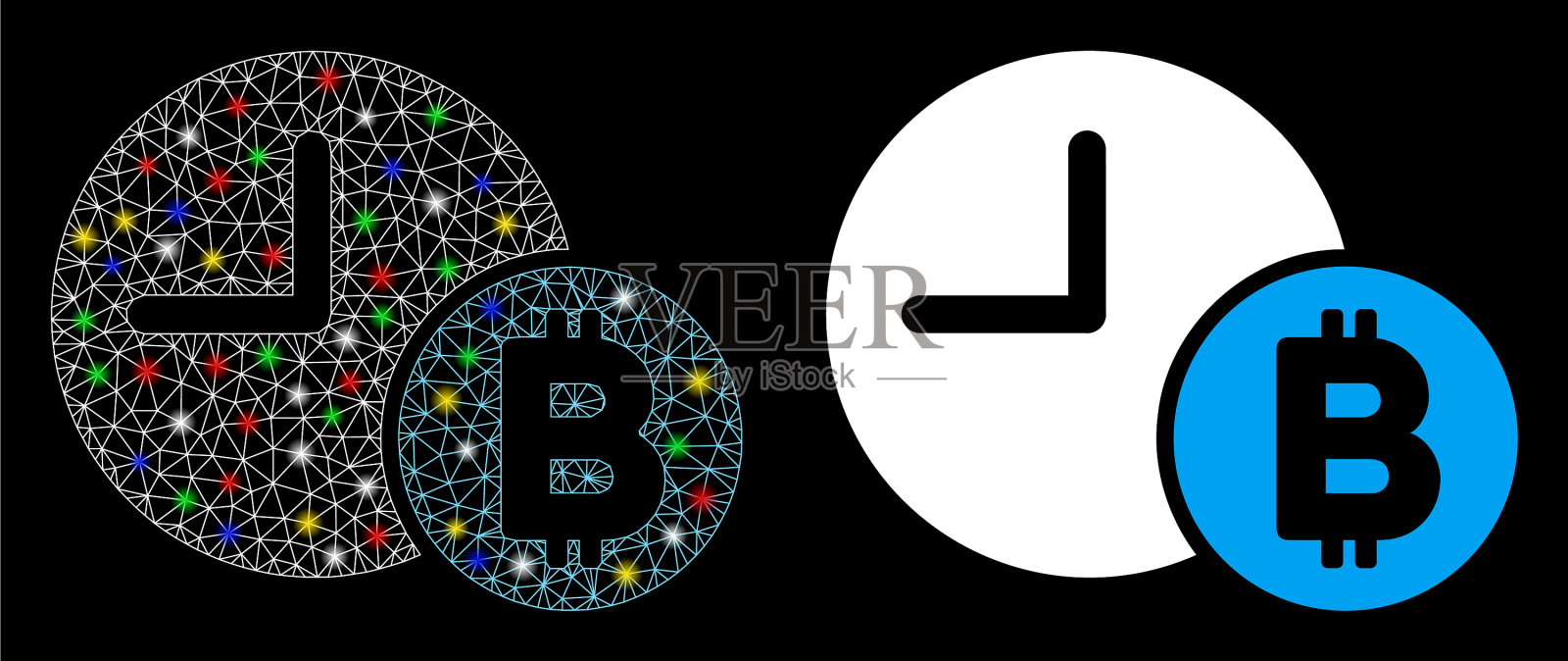 光滑的网格2d比特币信用时钟图标插画图片素材