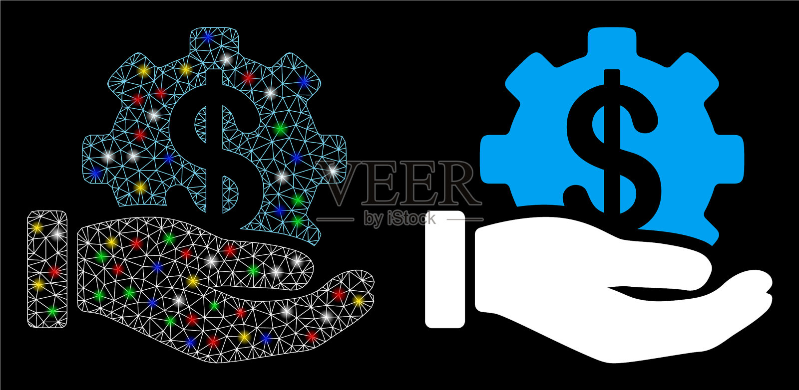 耀斑网网支付服务用手图标插画图片素材