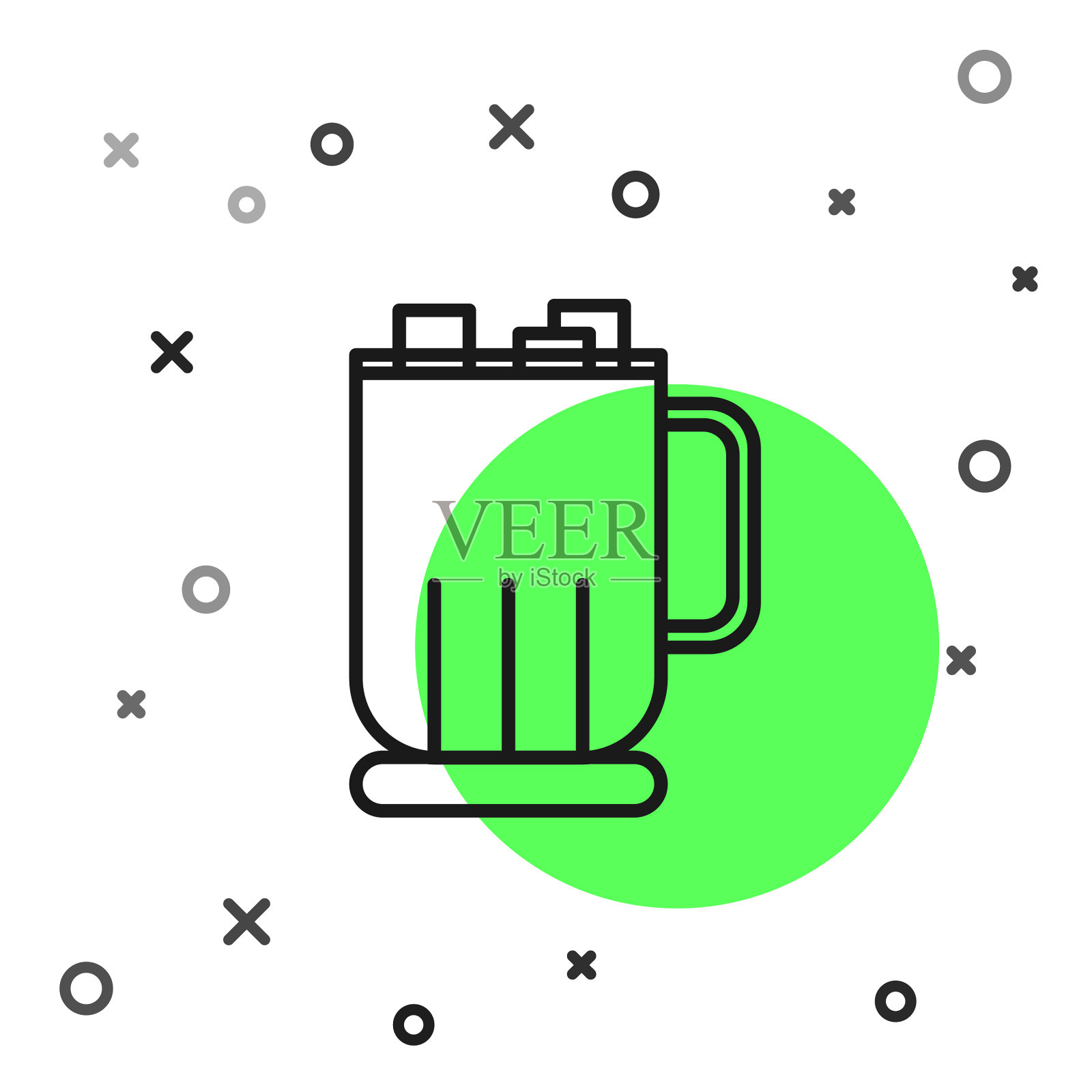 带棉花糖的黑线热巧克力杯插画图片素材