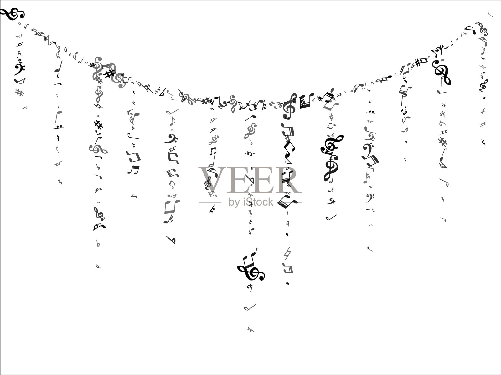 黑飞音符项链插画图片素材