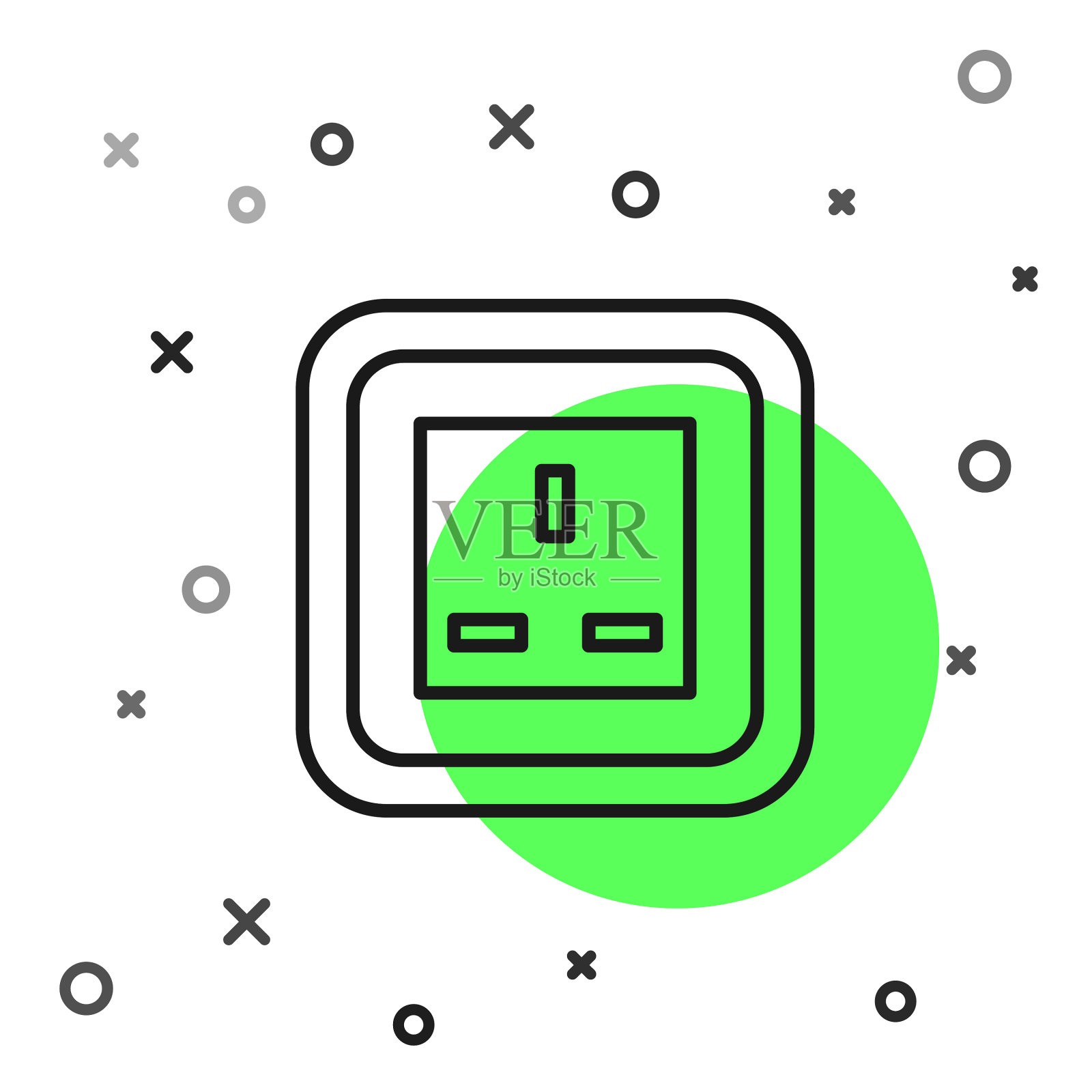 黑线电源插座图标隔离插画图片素材