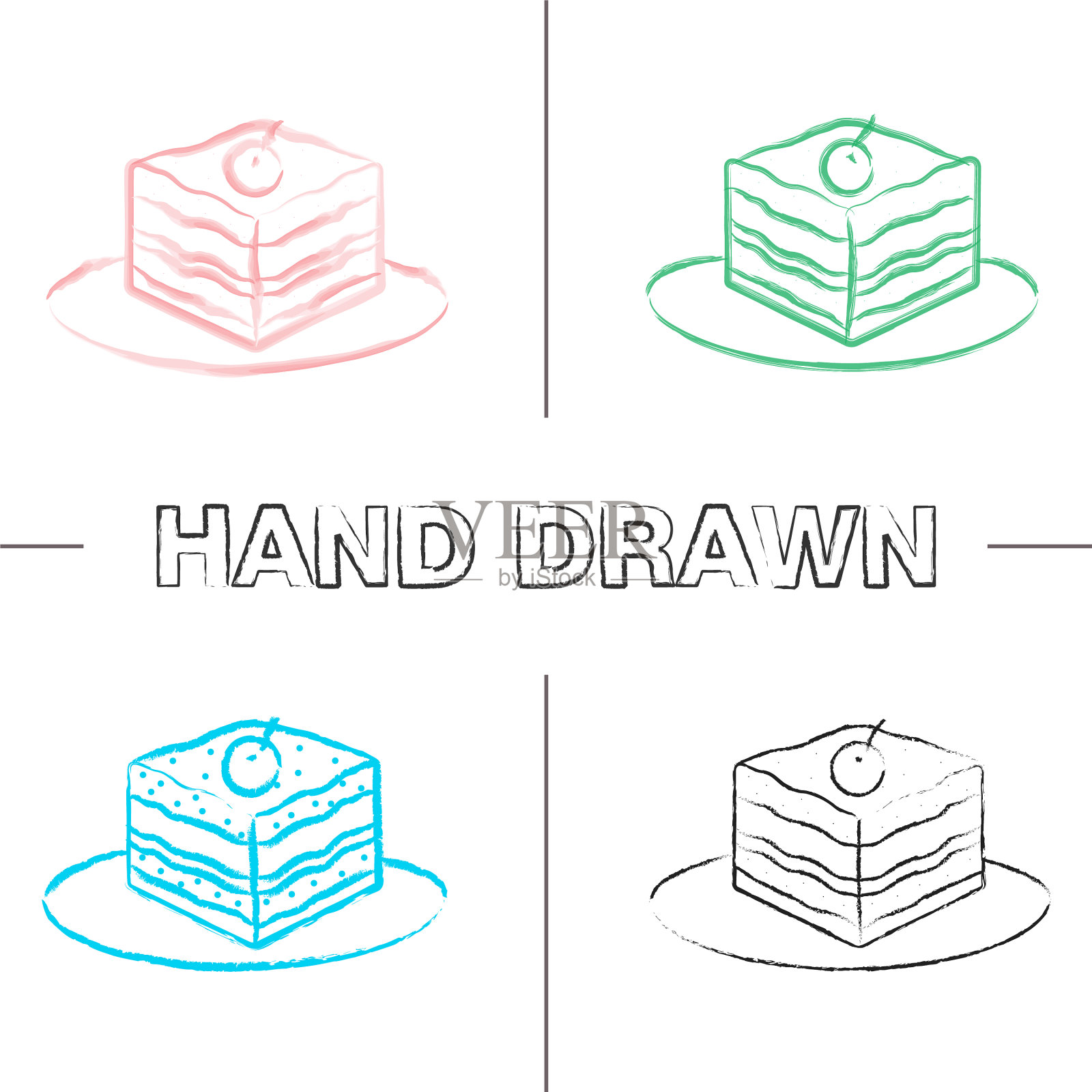 提拉米苏手绘图标集图标素材