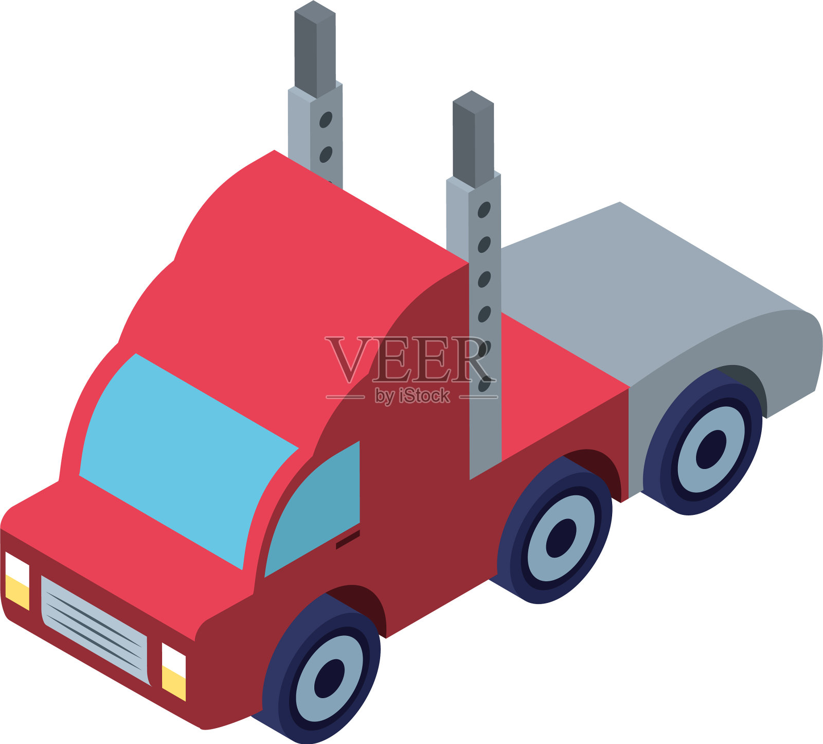 隔离等距红色货车车辆设计元素图片