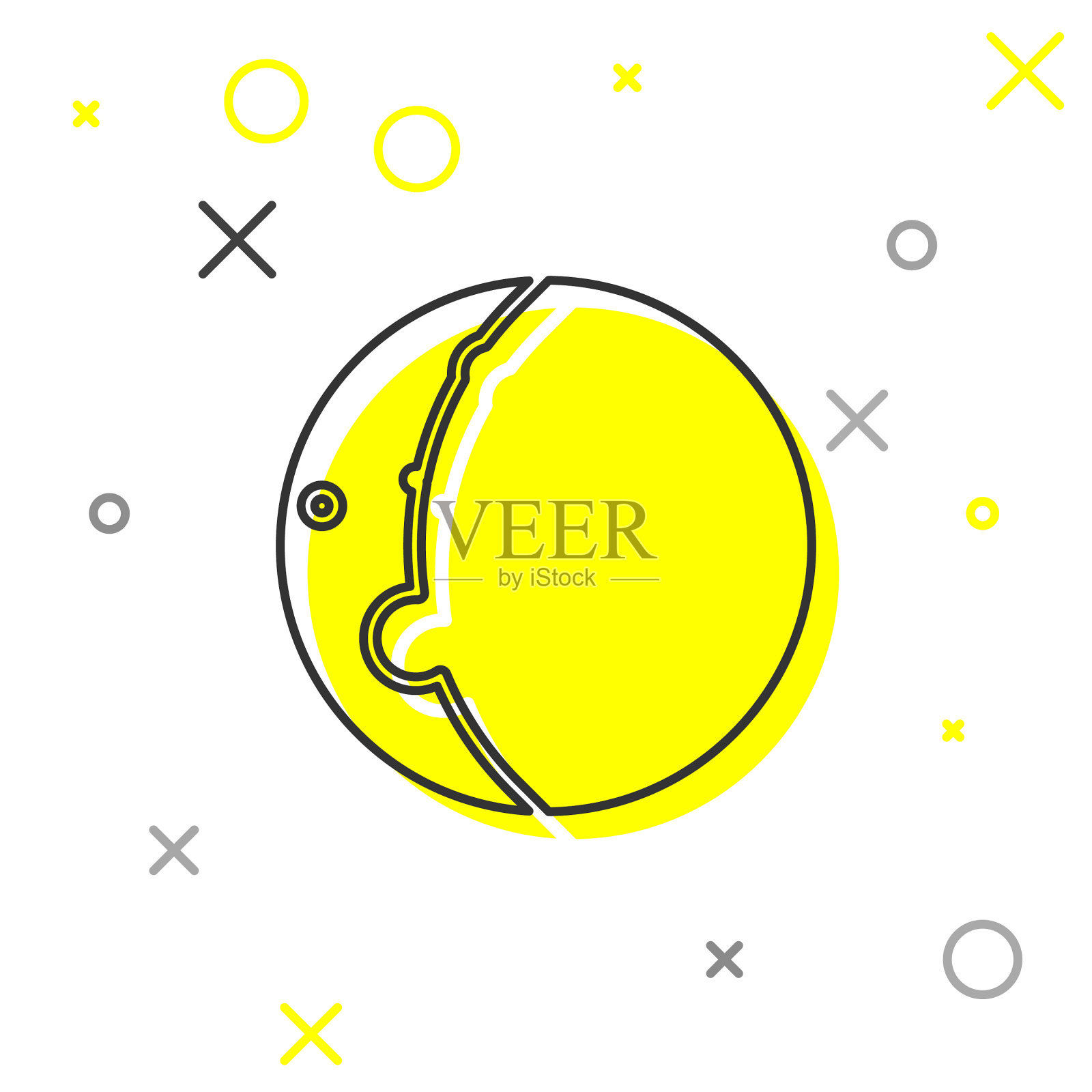 灰线日食太阳图标孤立上插画图片素材