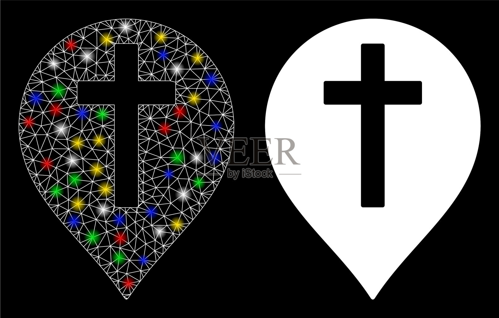 闪光网胴体基督教十字标记图标插画图片素材