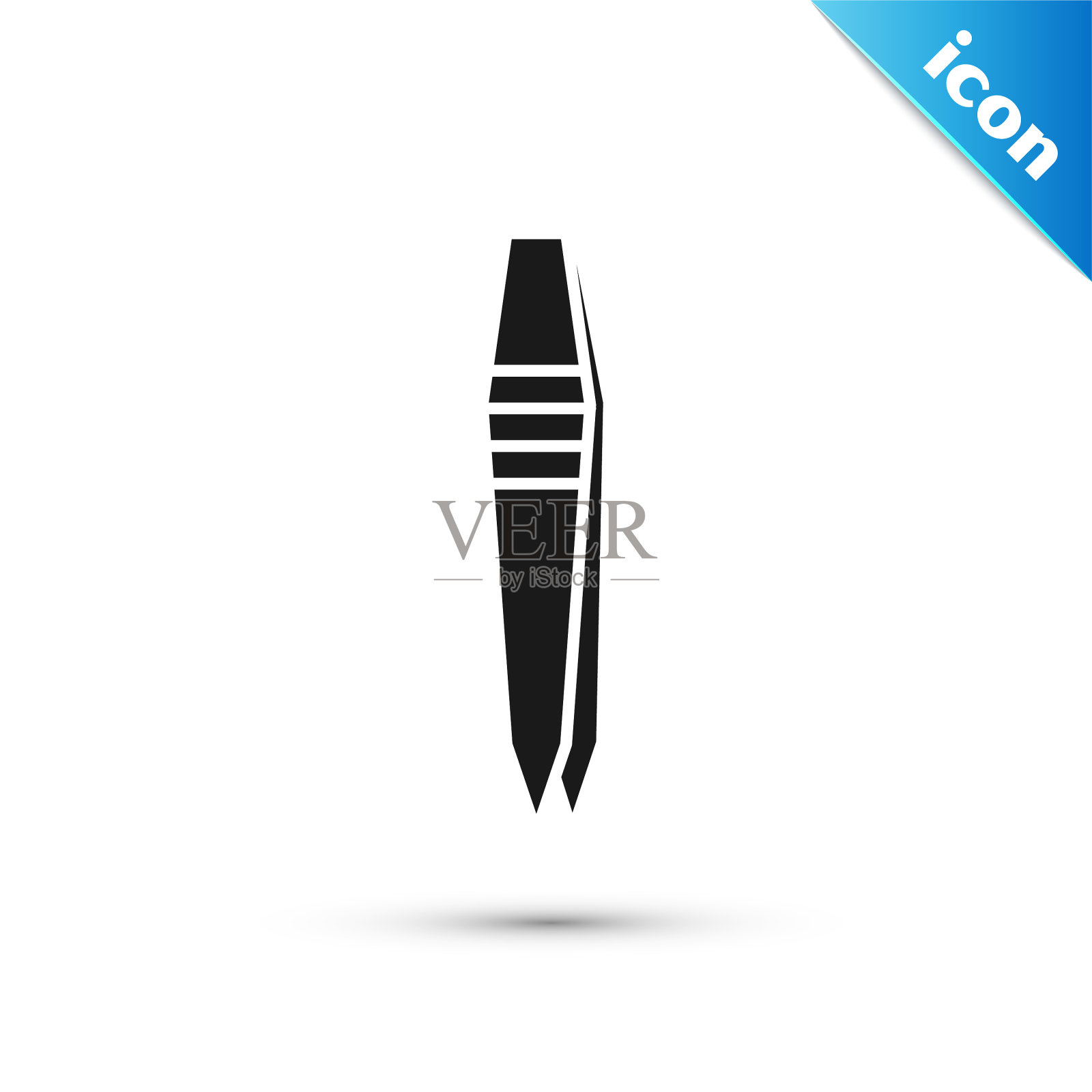 黑色镊子图标孤立在白色背景上图标素材