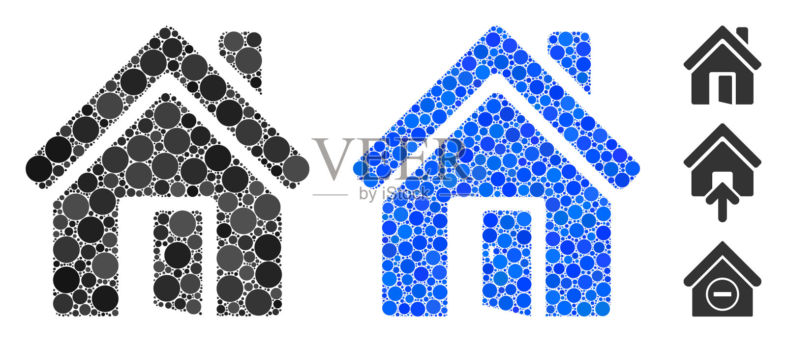 Open house door组成圆点图标插画图片素材