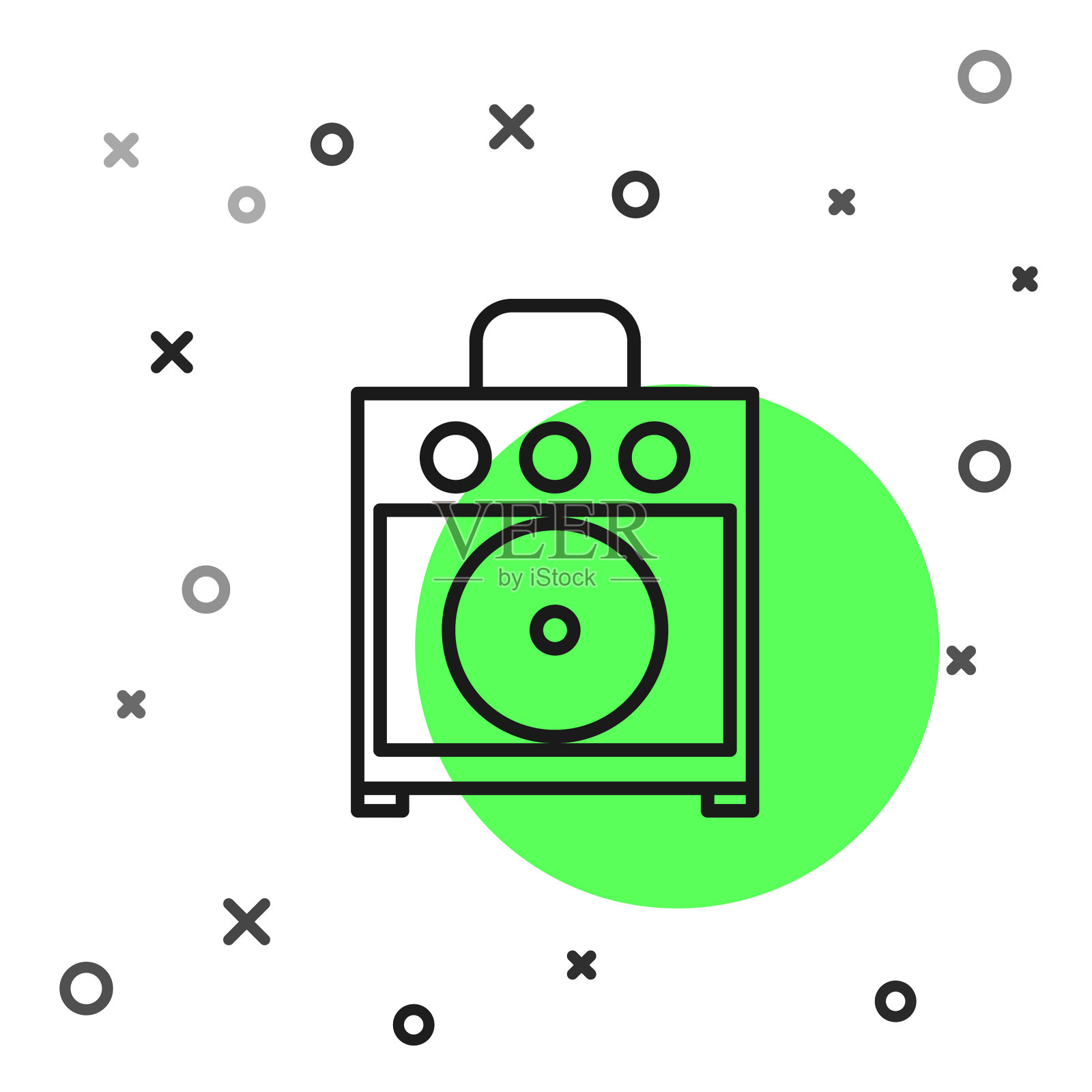 黑色线吉他放大器图标隔离在白色插画图片素材