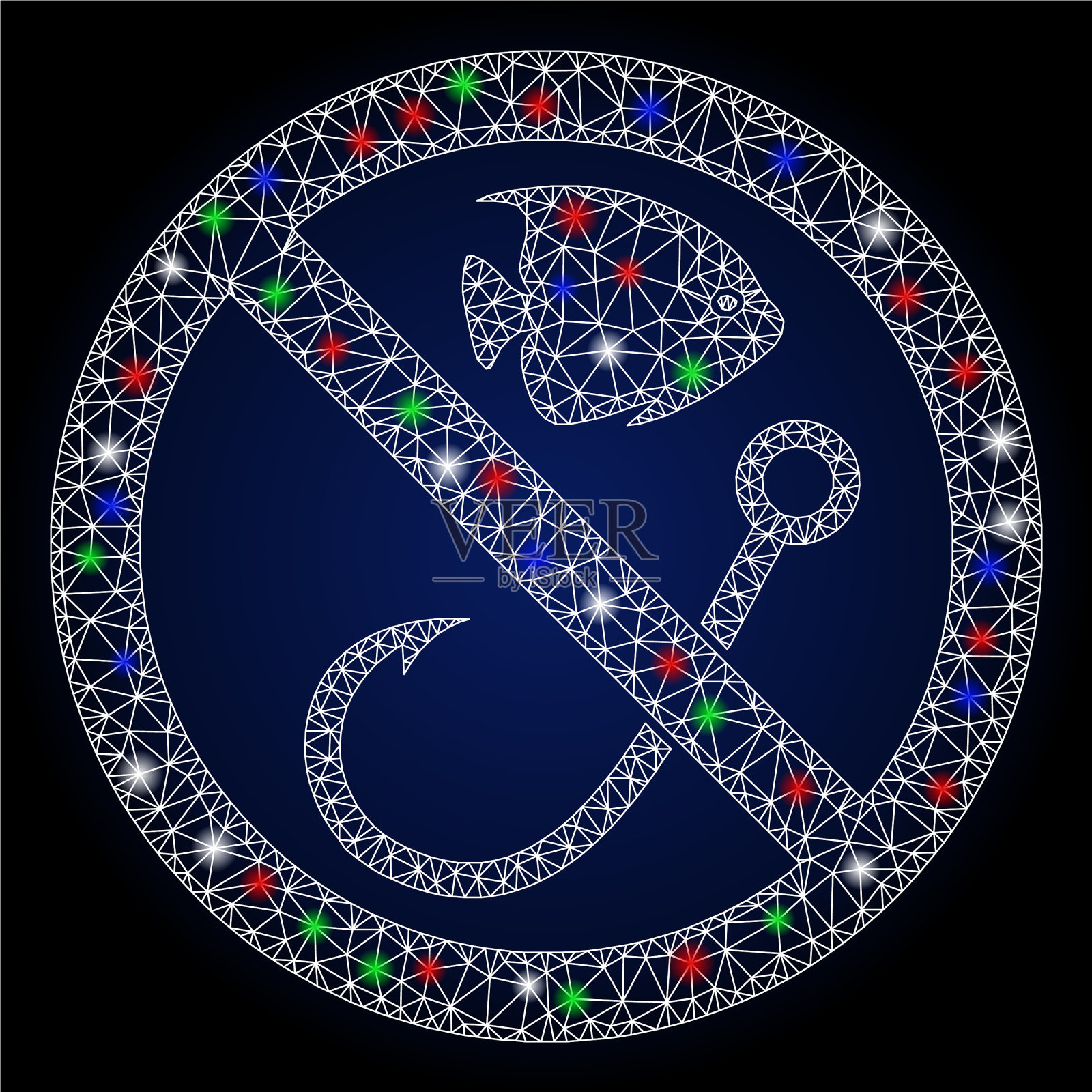 有闪光网的鱼体,没有闪光点插画图片素材