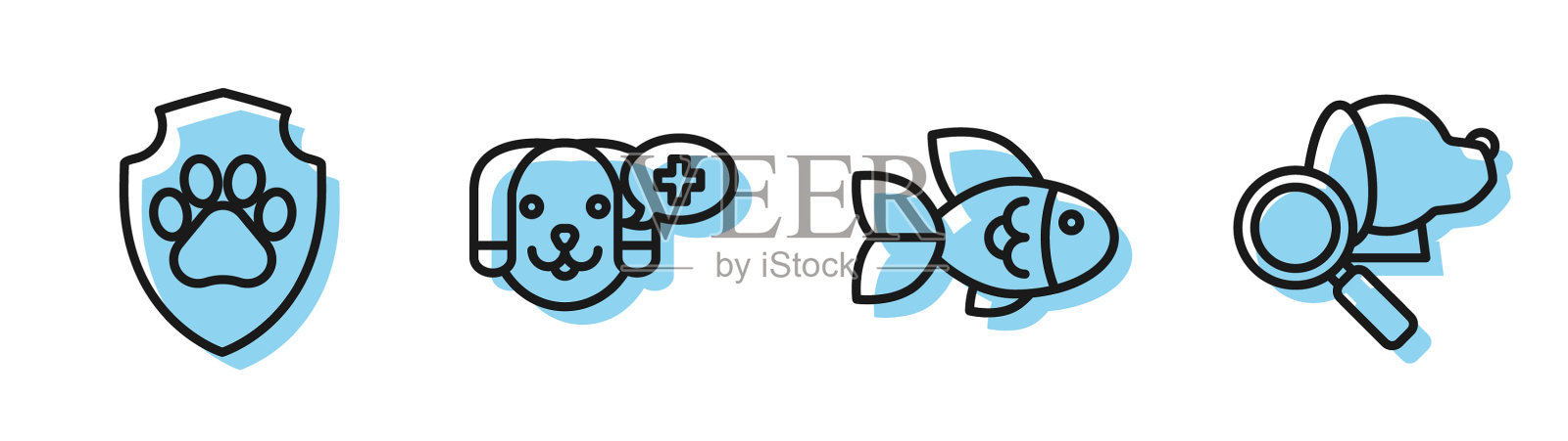 设线鱼动物健康保险兽医插画图片素材