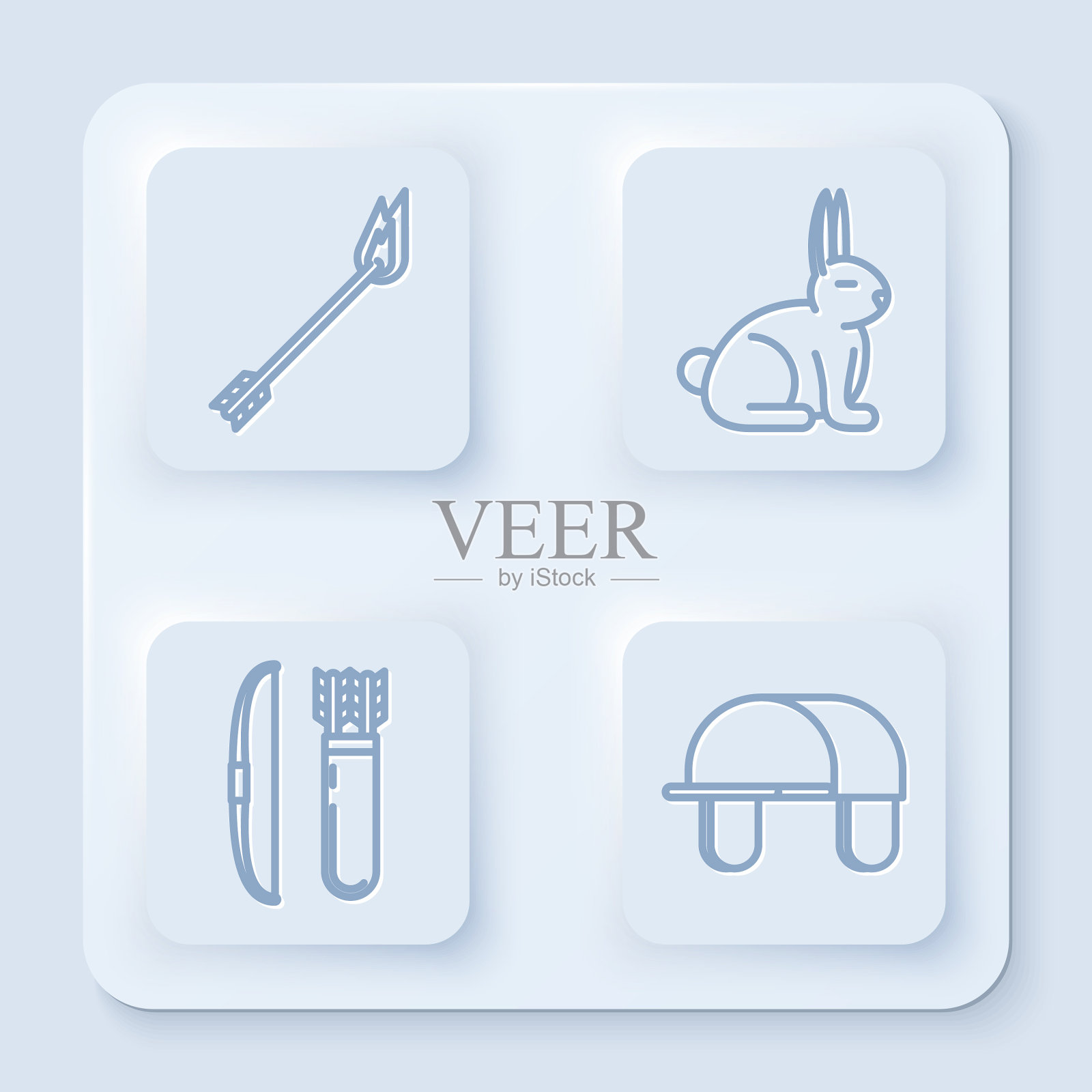 设线火焰箭兔弓和箭图标素材