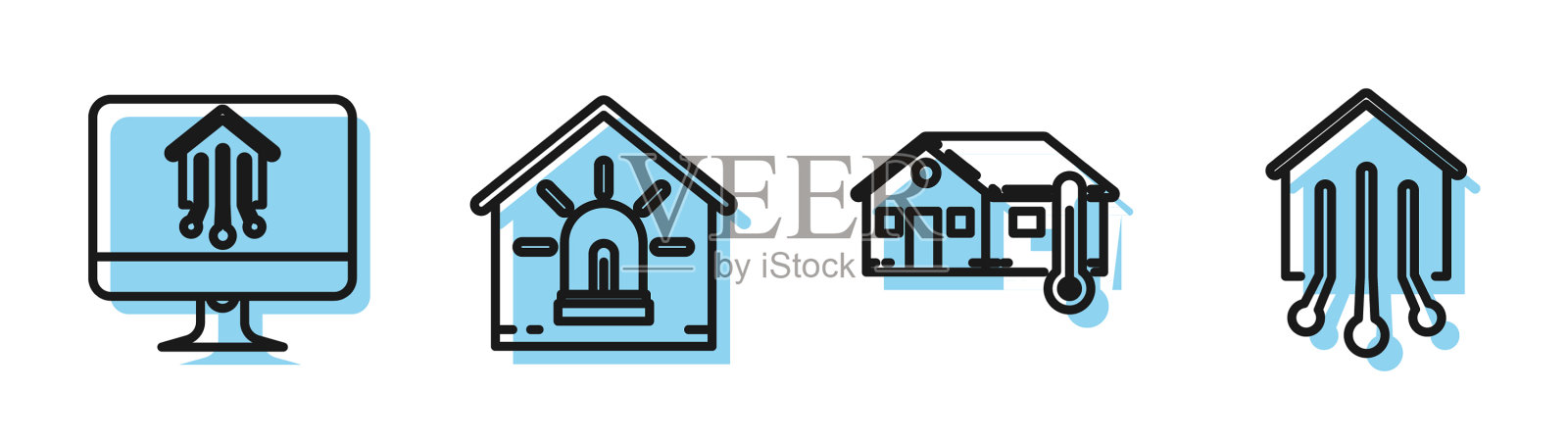 用电脑显示器设定室内温度线图标素材