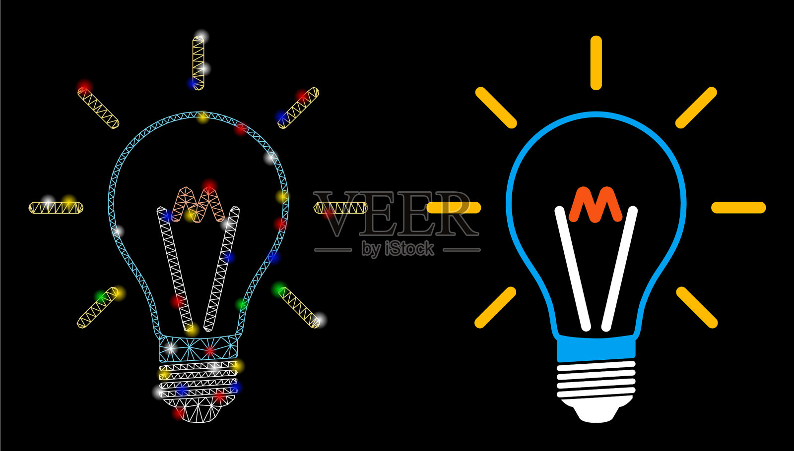 耀斑网用耀斑发明灯泡图标插画图片素材