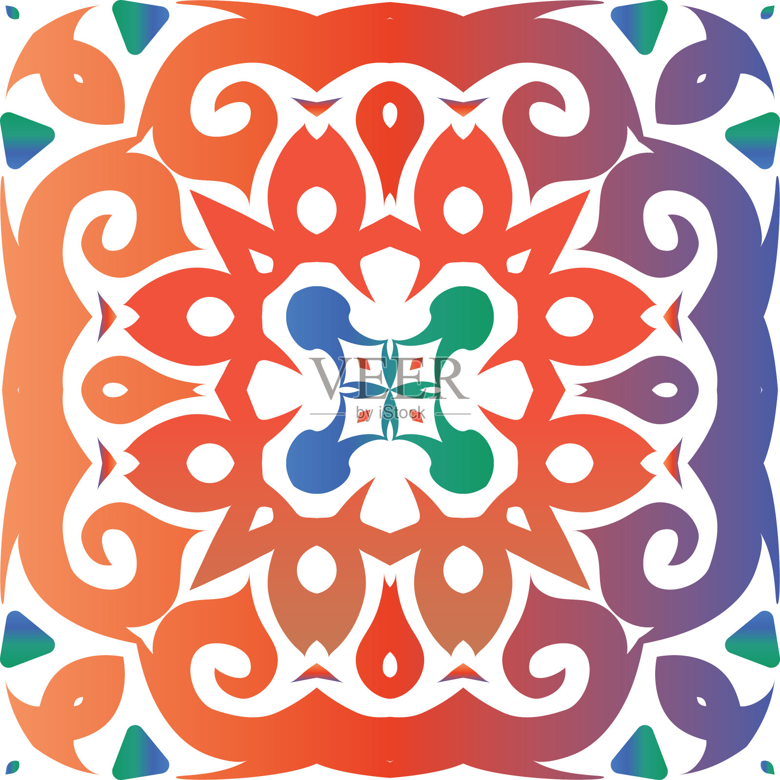 民族瓷砖的彩色装饰图案插画图片素材