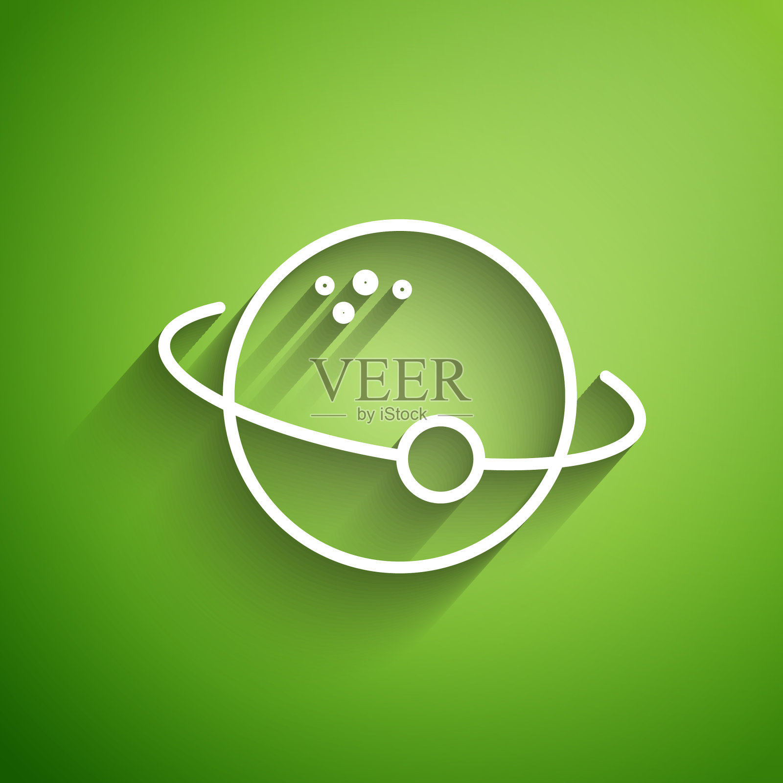 白线行星图标孤立在绿色插画图片素材