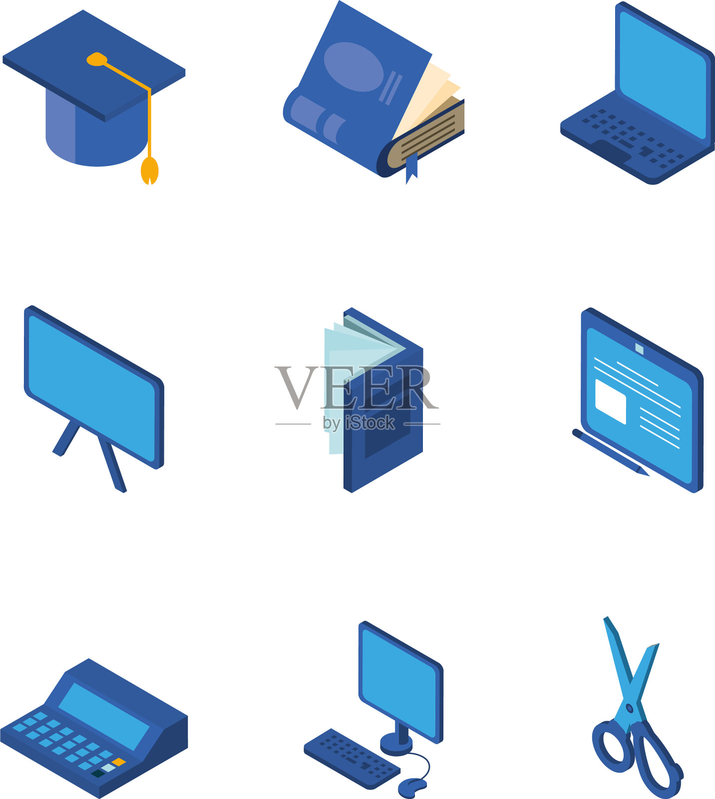 孤立的学校图标设置设计图标素材