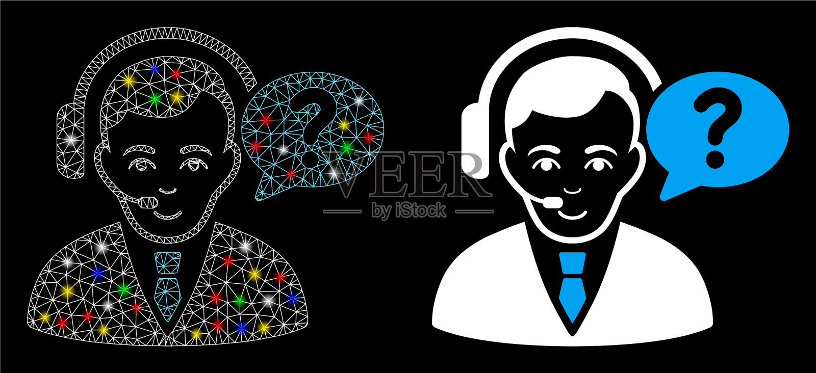 发光的网格胴体支持管理器图标插画图片素材