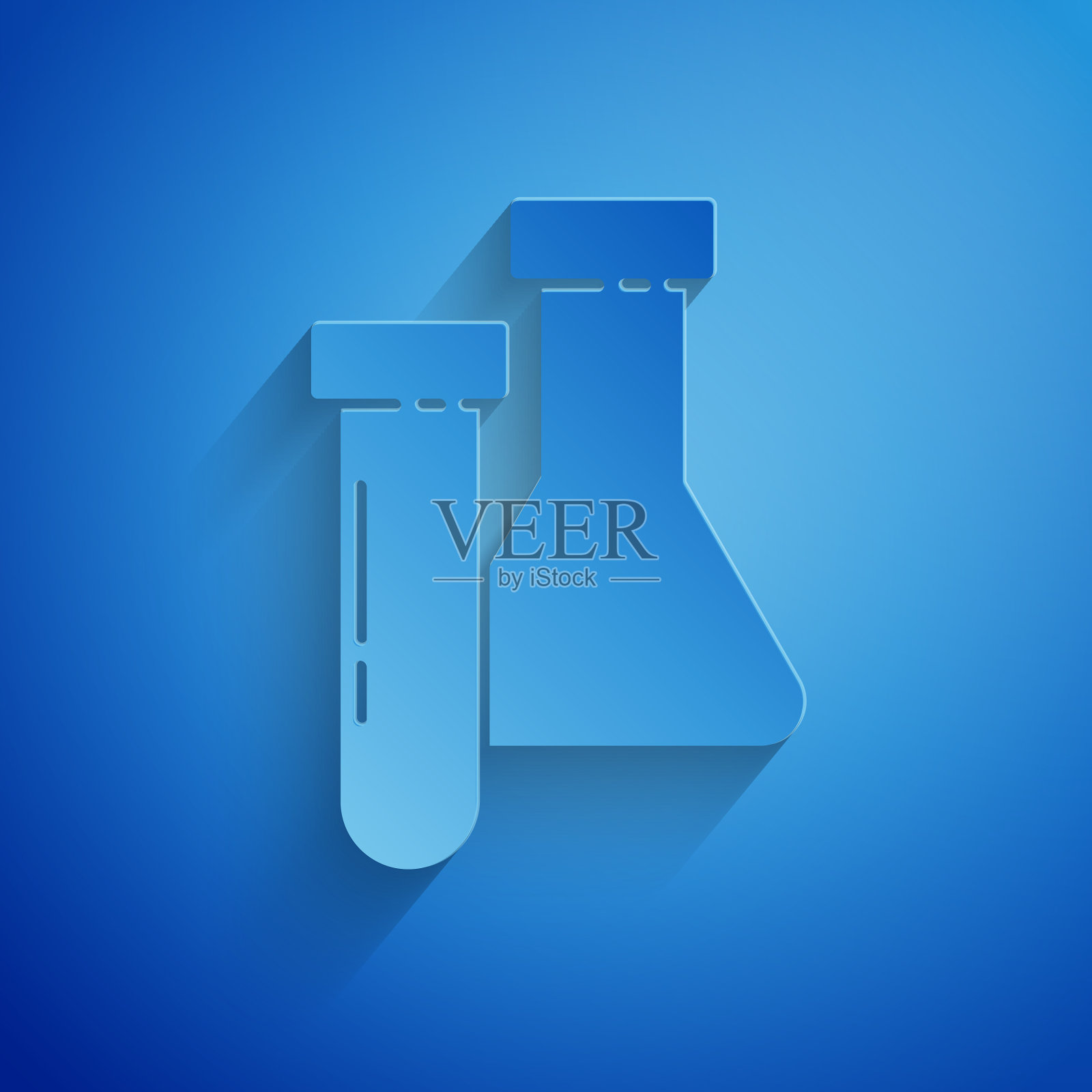 纸切试管和烧瓶化学实验室插画图片素材