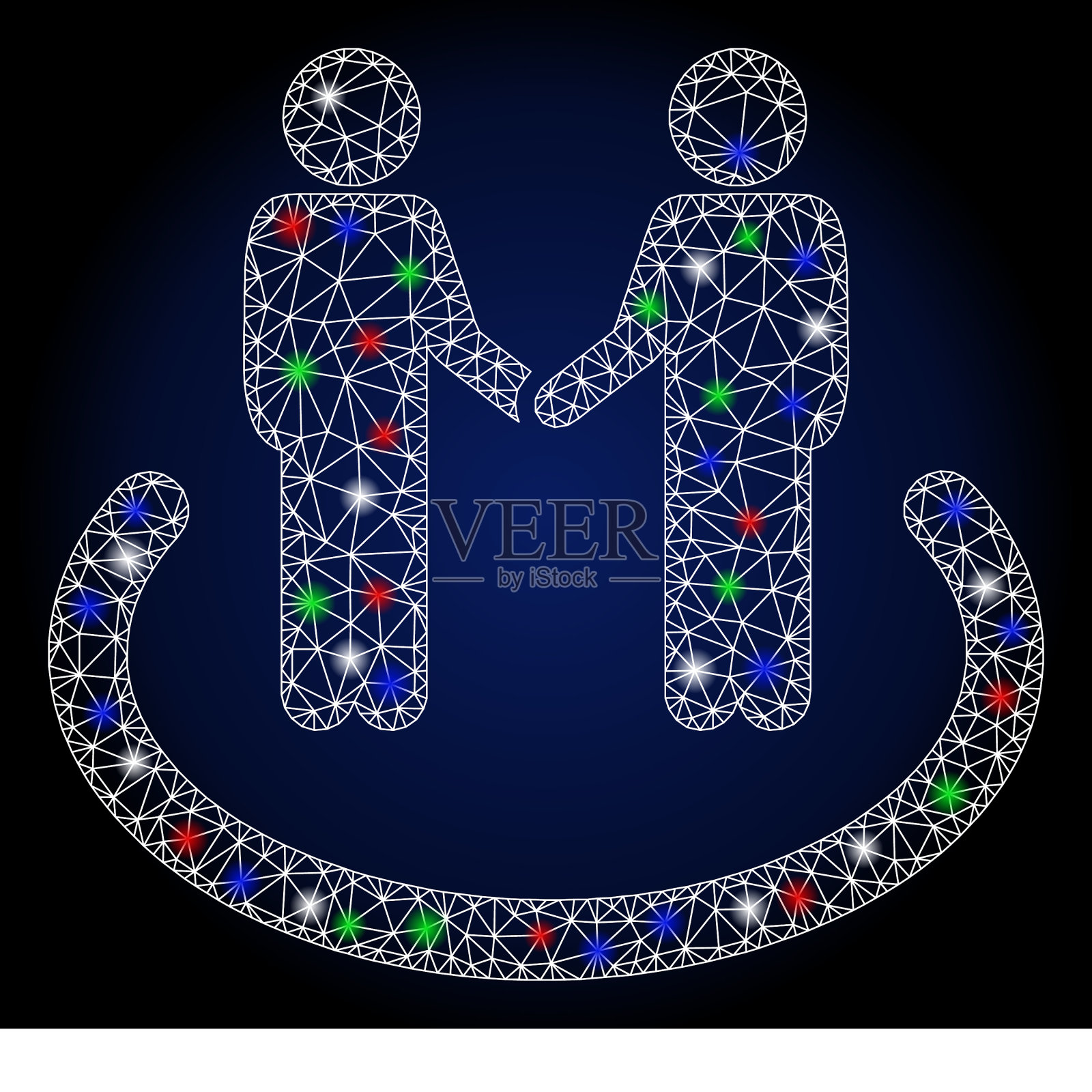 发光网格2d信任区域与闪光斑点插画图片素材