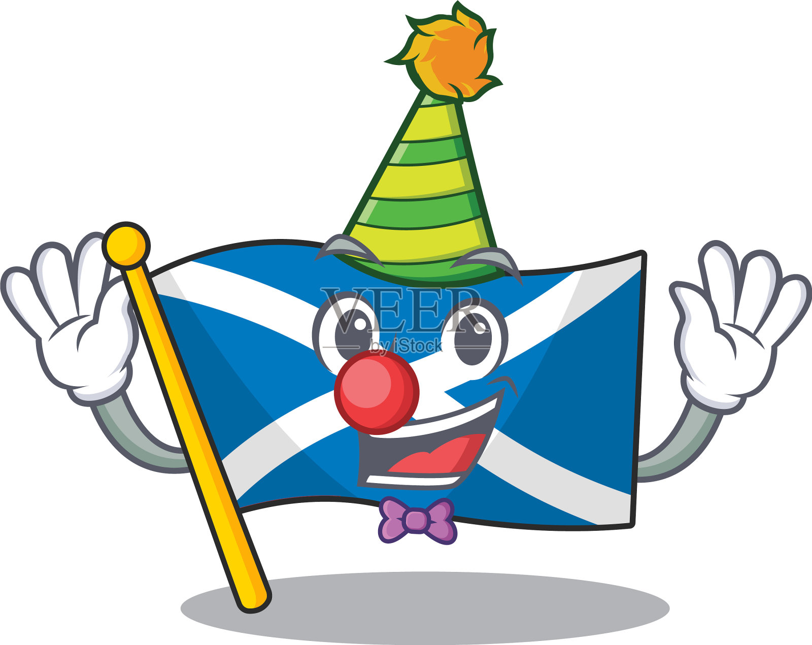 可爱滑稽的小丑旗苏格兰卷轴卡通插画图片素材