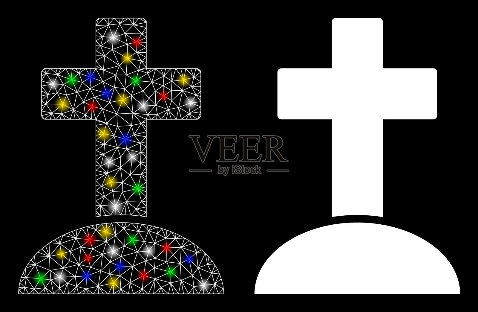 耀斑网格2d墓地十字图标耀斑点插画图片素材