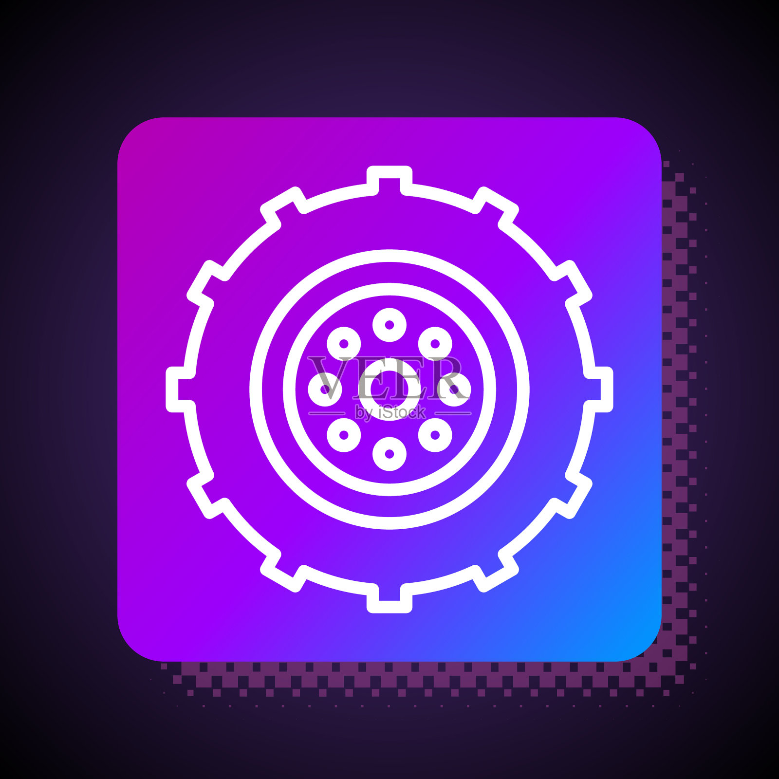 白色线汽车车轮图标孤立在黑色插画图片素材