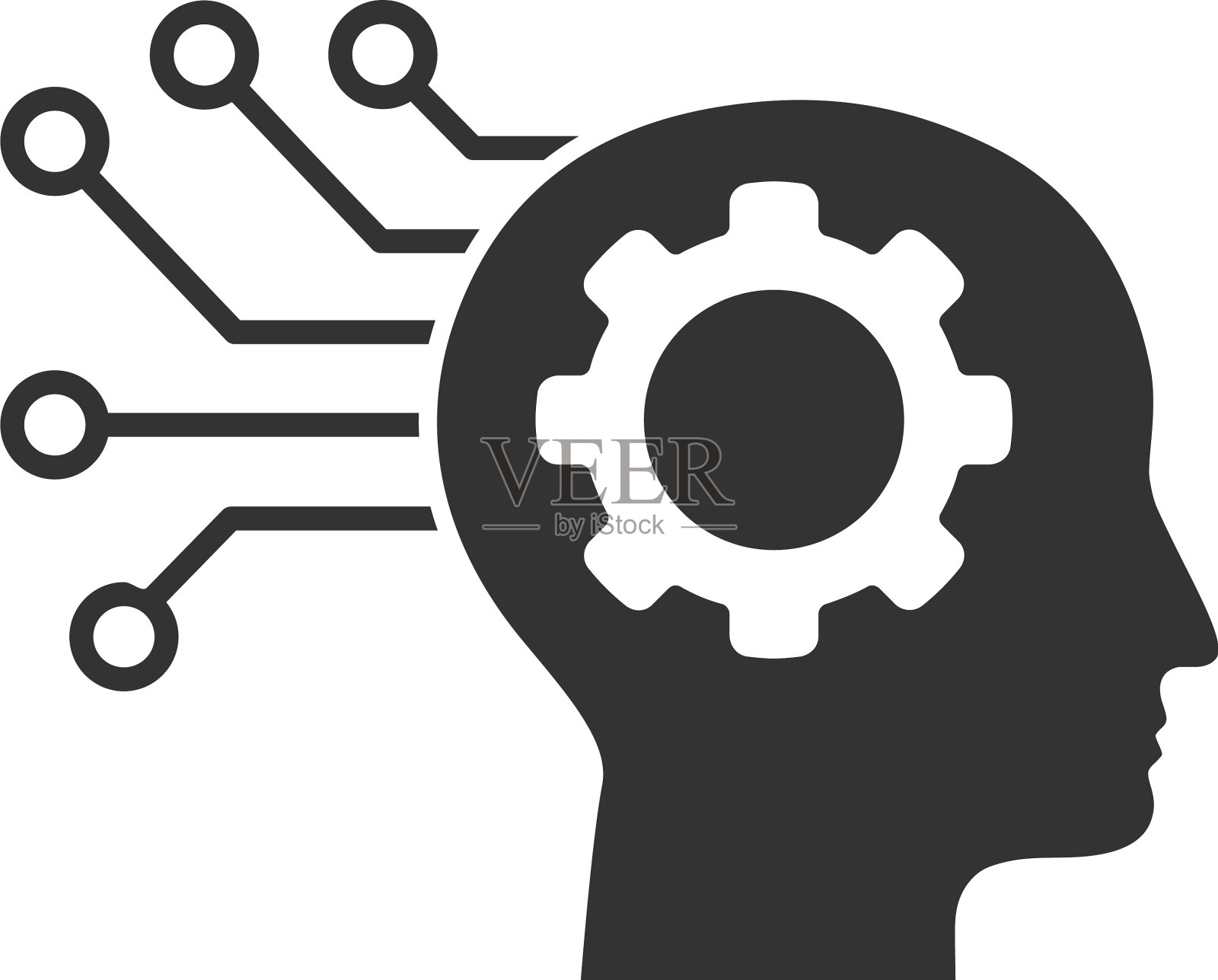 平面人工思维图标插画图片素材